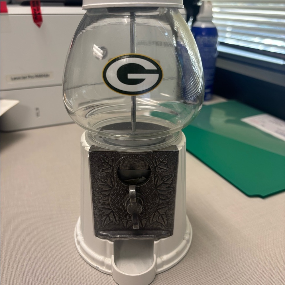 NFL Green Bay Packers White and Green Gumball Dispenser